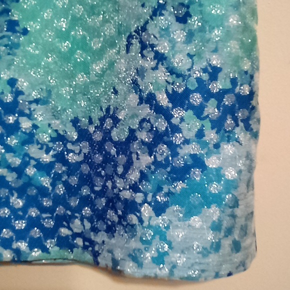 H&M blue, turquoise, and silver mini skirt size 8 - Picture 2 of 6